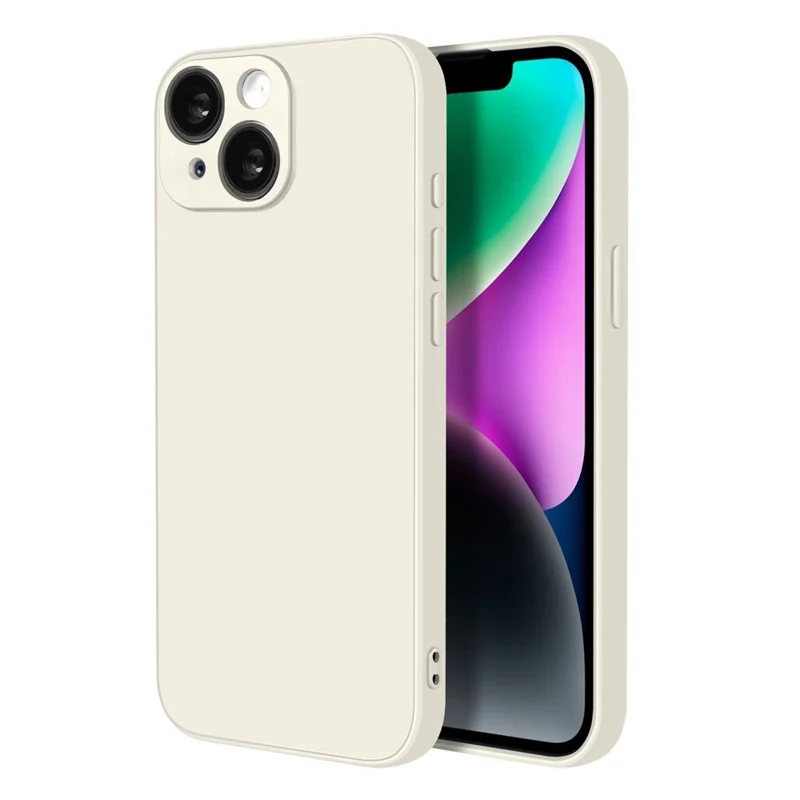 NORTHJO For iPhone 14 Plus Silicone Case with High Aluminium-Silicon Glass Film, Shockproof Phone Cover - White