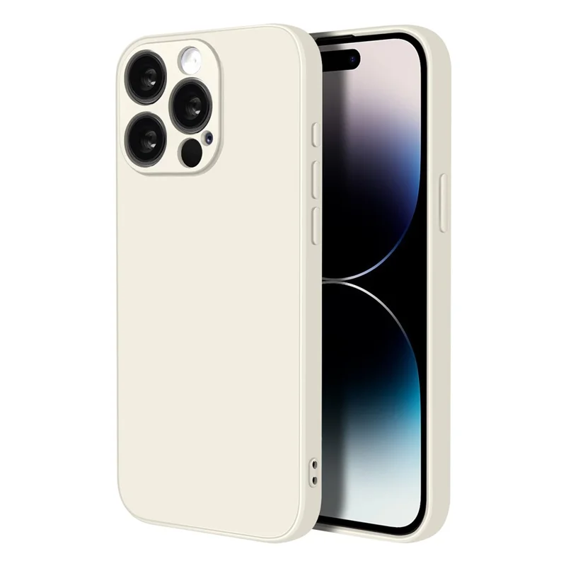 NORTHJO For iPhone 14 Pro Max Silicone Case with High Aluminium-Silicon Glass Film, Shockproof Phone Cover - White