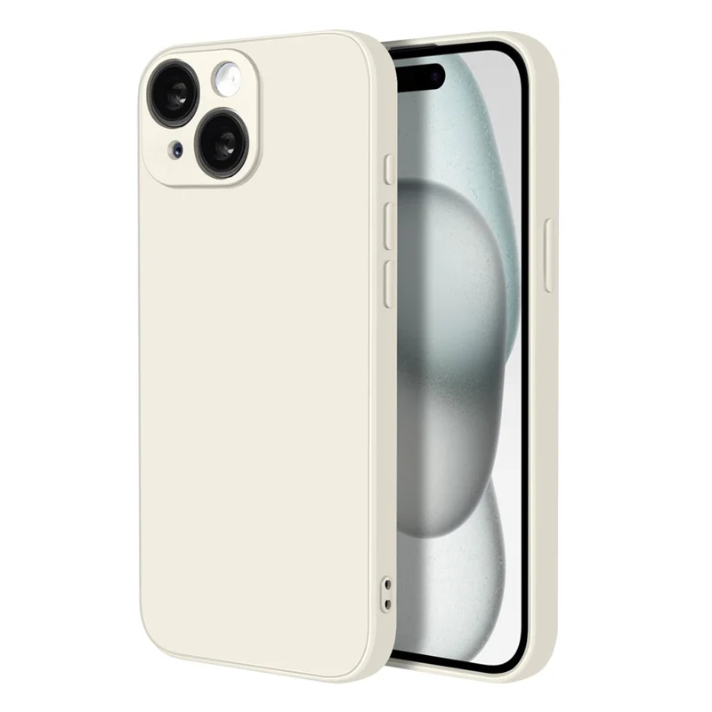 NORTHJO For iPhone 15 Plus Silicone Case with High Aluminium-Silicon Glass Film, Shockproof Phone Cover - White
