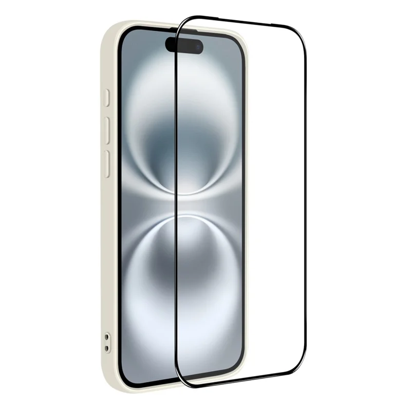 NORTHJO For iPhone 16 Silicone Case with High Aluminium-Silicon Glass Film, Shockproof Phone Cover - White