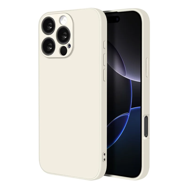 NORTHJO For iPhone 16 Pro Max Silicone Case with High Aluminium-Silicon Glass Film, Shockproof Phone Cover - White