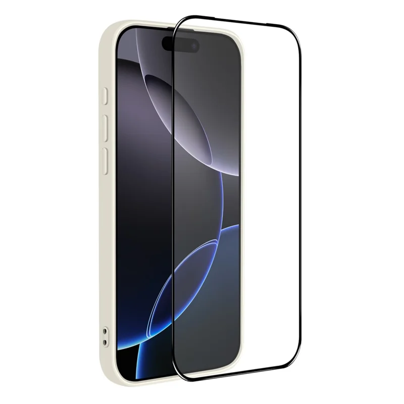 NORTHJO For iPhone 16 Pro Max Silicone Case with High Aluminium-Silicon Glass Film, Shockproof Phone Cover - White