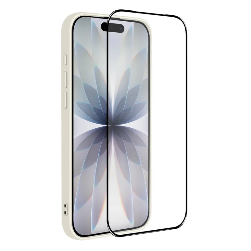 NORTHJO For iPhone 17 Silicone Case with High Aluminium-Silicon Glass Film, Shockproof Phone Cover - White