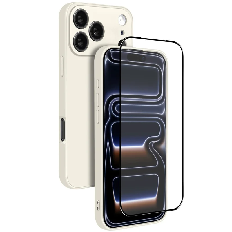 NORTHJO For iPhone 17 Pro Silicone Case with High Aluminium-Silicon Glass Film, Shockproof Phone Cover - White
