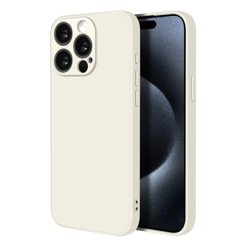 NORTHJO For iPhone 15 Pro Silicone Case with High Aluminium-Silicon Glass Film, Shockproof Phone Cover - White