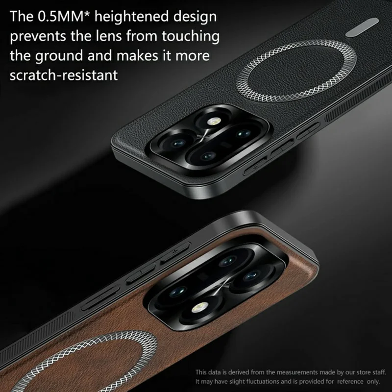 For OnePlus 15 5G Magnetic Case PU TPU PC Phone Back Cover with Metal Lens Frame - Black