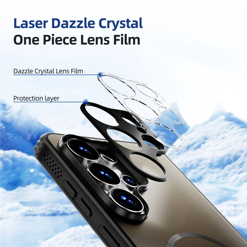 ABEEL For Samsung Galaxy S26+ Magnetic Case TPU PC Cooling Matte Phone Back Cover with Lens Film - Black - 7