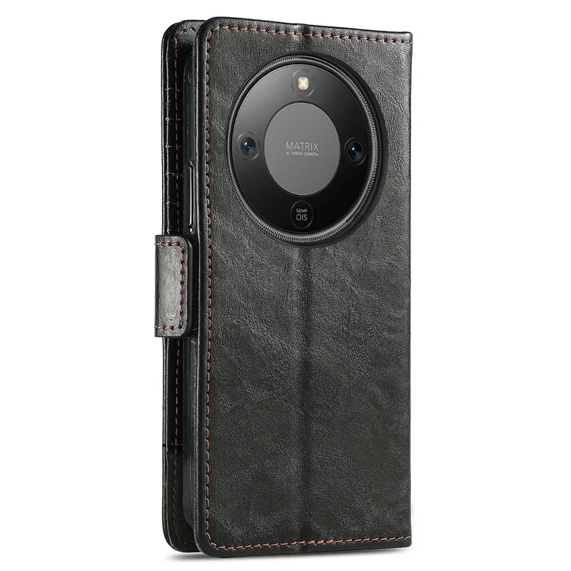 CASENEO For Honor Magic8 Lite 5G / X9d 5G / X70 5G Phone Cases PU Leather Cover Stand with RFID Blocking Wallet - Black