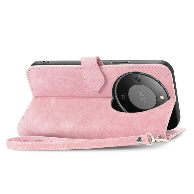 For Honor Magic8 Lite 5G / X9d 5G / X70 5G Zipper Wallet Case with Strap Flower Imprint PU Leather Phone Cover - Pink