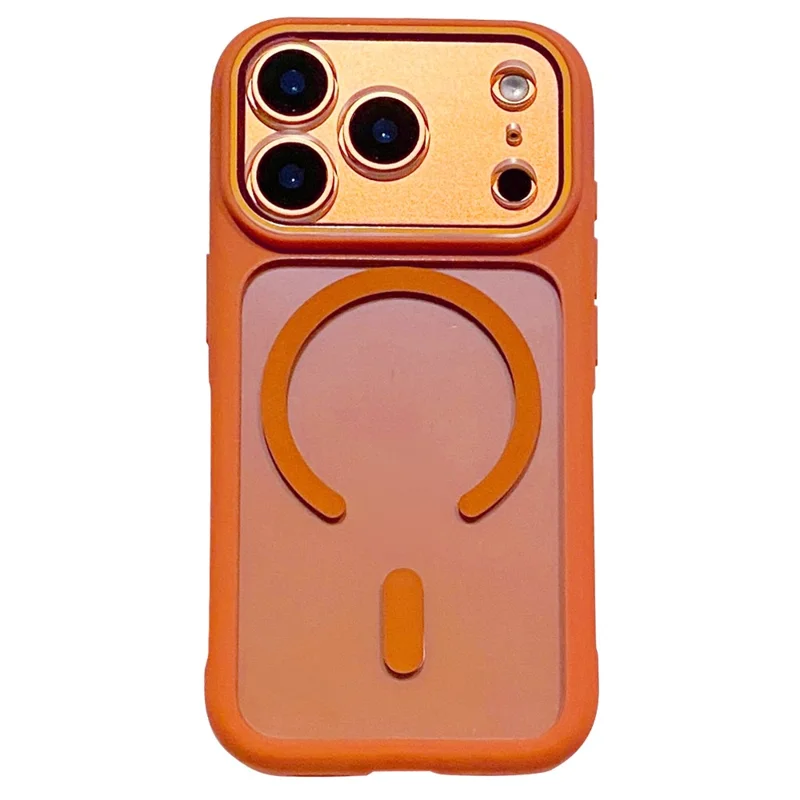 For iPhone 17 Pro Max Case Compatible with MagSafe TPU + PC Clear Shockproof Phone Back Cover - Orange