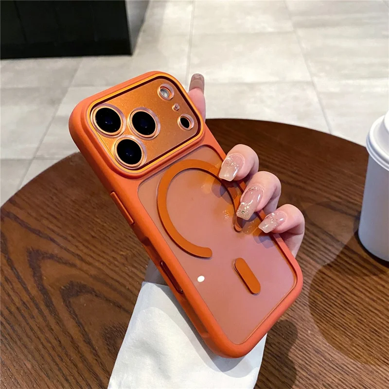 For iPhone 17 Pro Max Case Compatible with MagSafe TPU + PC Clear Shockproof Phone Back Cover - Orange