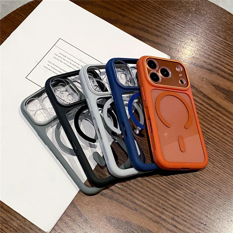 For iPhone 17 Pro Case Compatible with MagSafe TPU + PC Clear Shockproof Phone Back Cover - Orange