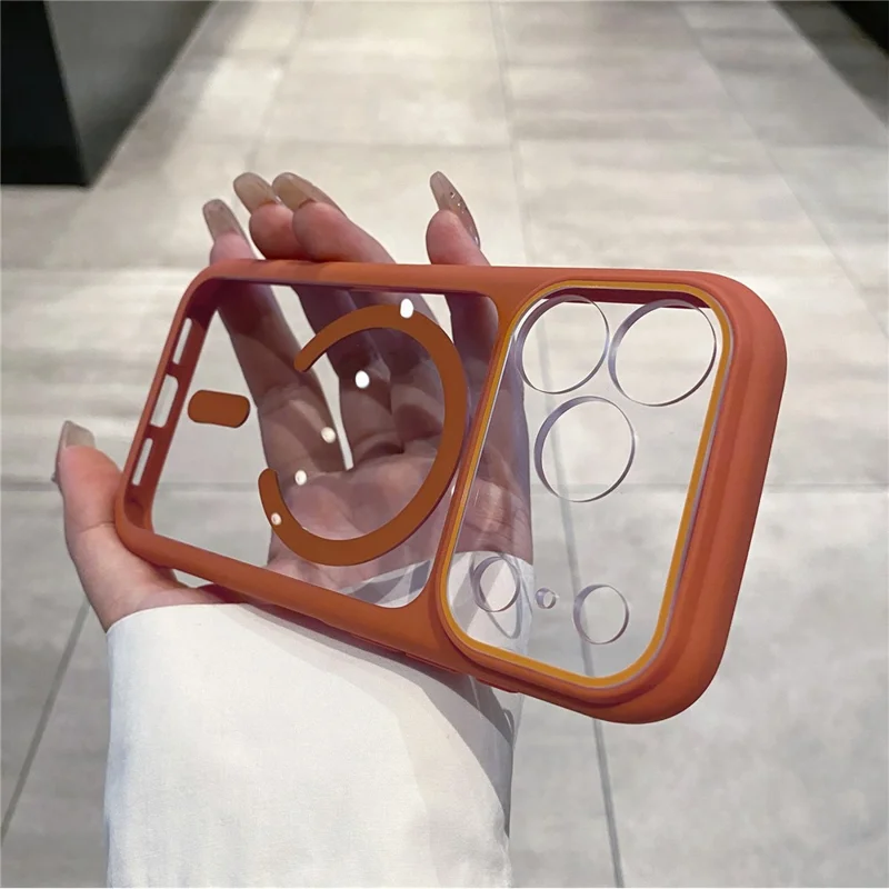 For iPhone 17 Pro Case Compatible with MagSafe TPU + PC Clear Shockproof Phone Back Cover - Orange