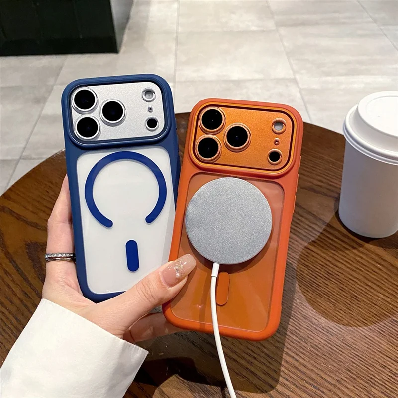 For iPhone 17 Pro Case Compatible with MagSafe TPU + PC Clear Shockproof Phone Back Cover - Orange