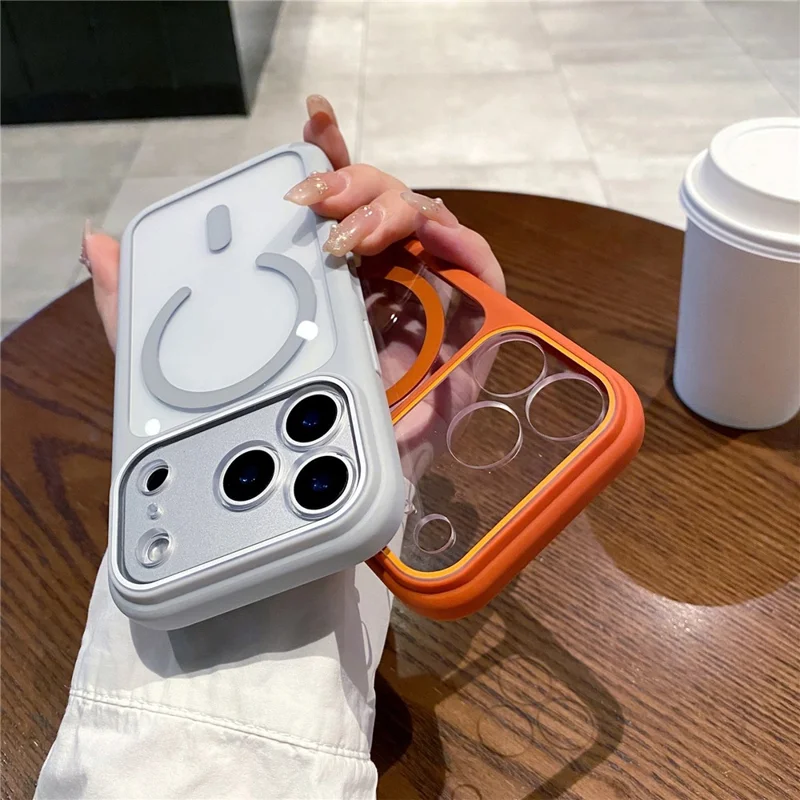 For iPhone 17 Pro Case Compatible with MagSafe TPU + PC Clear Shockproof Phone Back Cover - Orange
