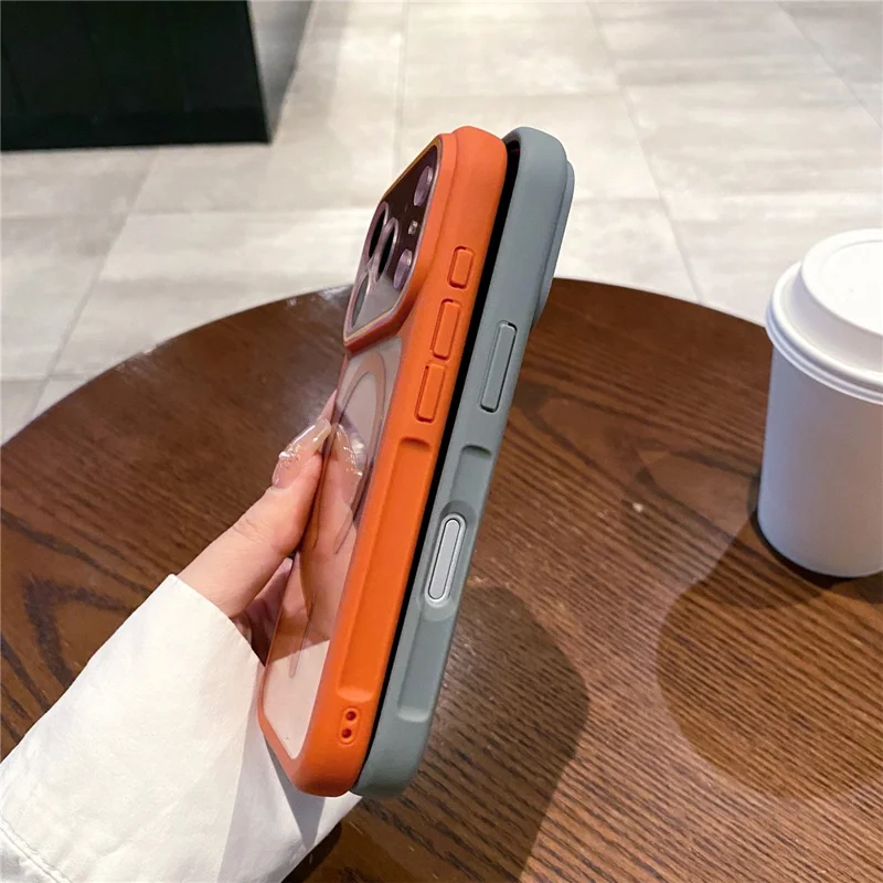 For iPhone 17 Pro Case Compatible with MagSafe TPU + PC Clear Shockproof Phone Back Cover - Orange