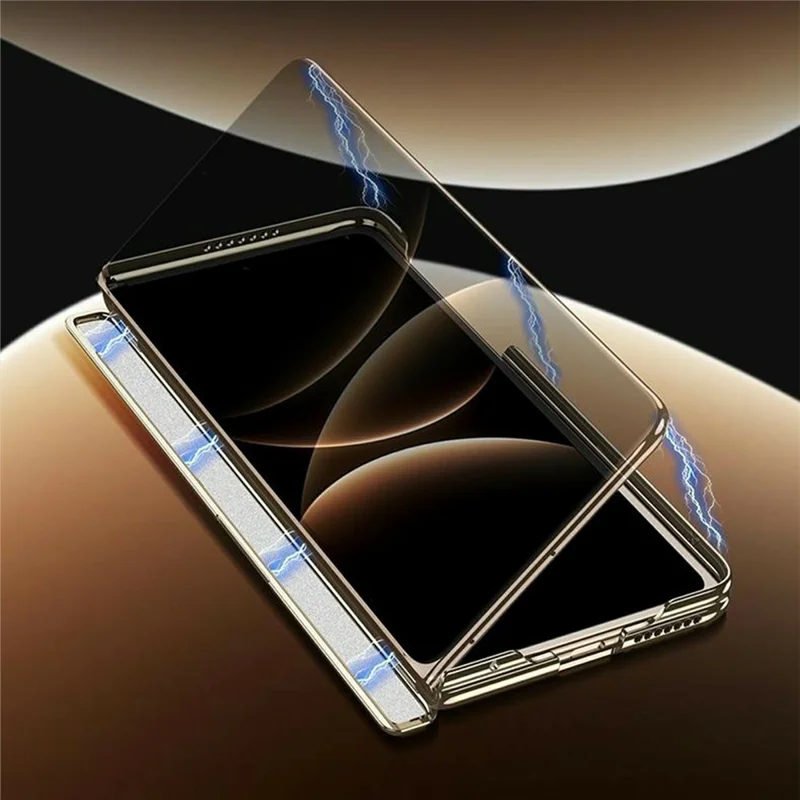 GKK For Huawei Mate X7 Magnetic Case Dual Central Axis Hinge Protection Litchi Texture PU TPU PC Kickstand Phone Cover - Black