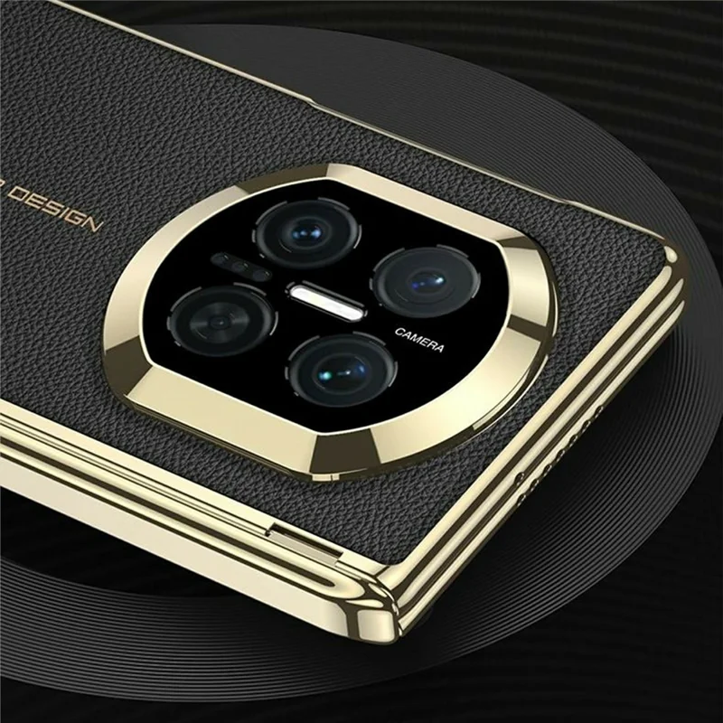 GKK For Huawei Mate X7 Magnetic Case Dual Central Axis Hinge Protection Litchi Texture PU TPU PC Kickstand Phone Cover - Black