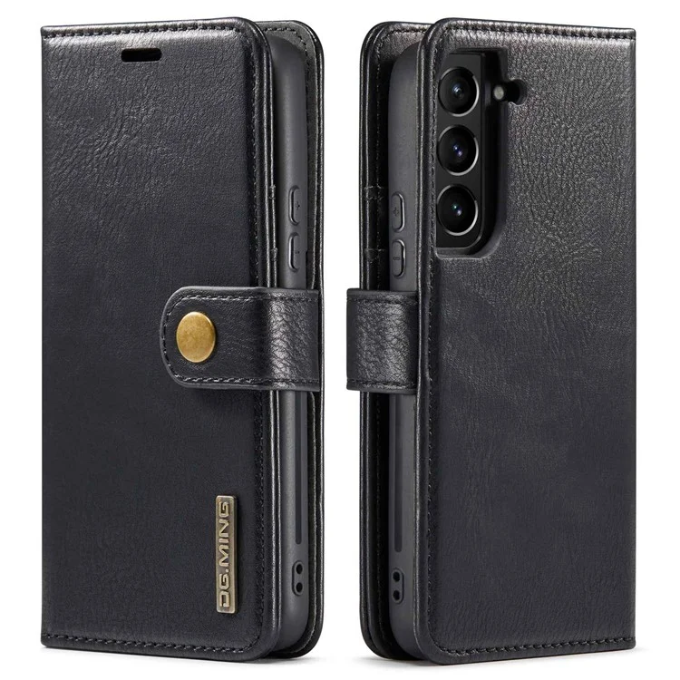 DG.MING для Samsung Galaxy S23 Съемный разделяемый кожаный футляр-кошелек с защитой по всему периметру - Черный