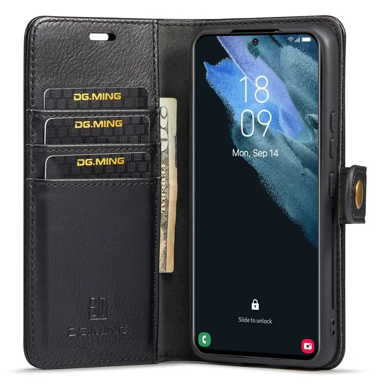 DG.MING For Samsung Galaxy S23+ Split Leather Stand Phone Case Stand Feature Magnetic Clasp Cover - Black