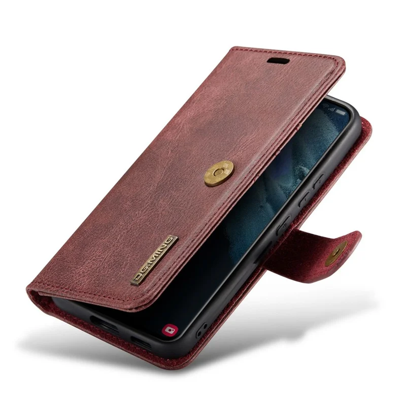 DG.MING For Samsung Galaxy S23+ Split Leather Stand Phone Case Stand Feature Magnetic Clasp Cover - Red