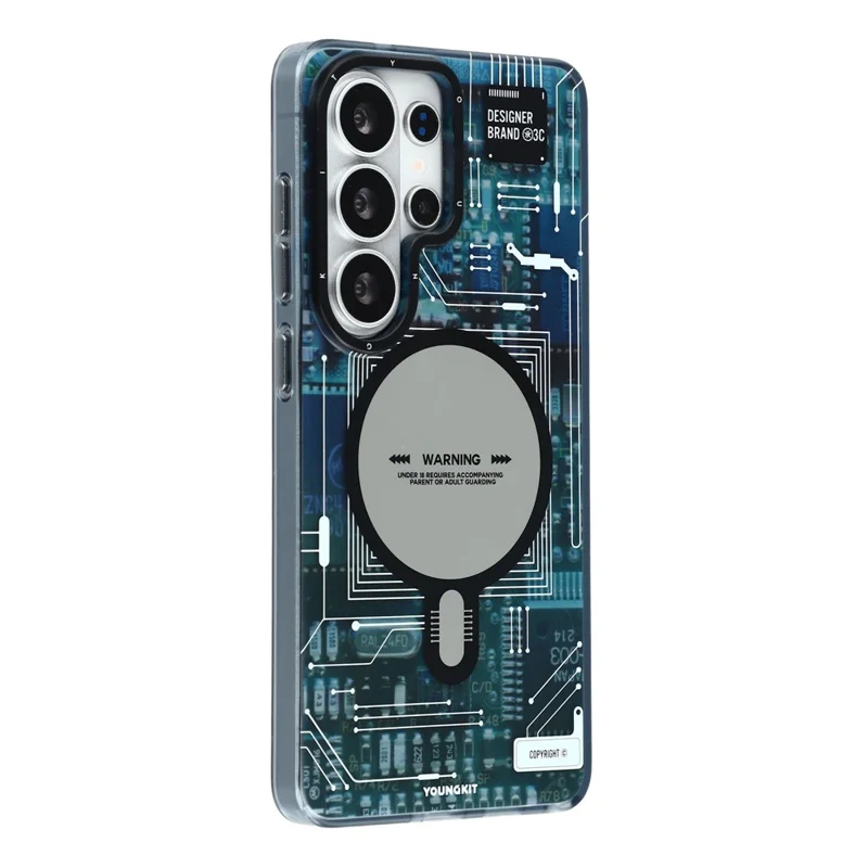 YOUNGKIT Technology Series for Samsung Galaxy S26 Ultra Magnetic Case Hard PC IMD Phone Cover - Black