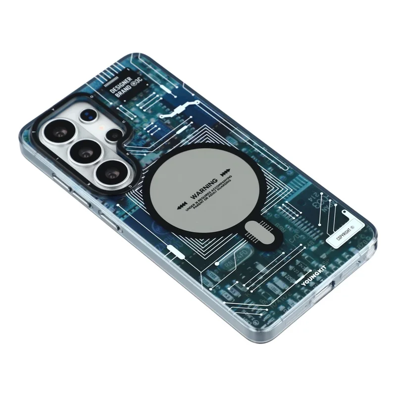 YOUNGKIT Technology Series for Samsung Galaxy S26 Ultra Magnetic Case Hard PC IMD Phone Cover - Black