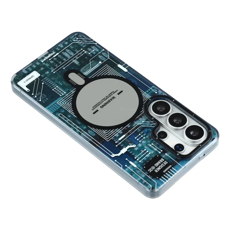 YOUNGKIT Technology Series for Samsung Galaxy S26 Ultra Magnetic Case Hard PC IMD Phone Cover - Black