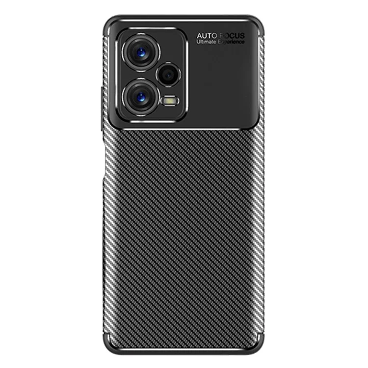 Для Xiaomi Redmi Note 12 Pro+ 5G Anti-drop Cell Phone Case Carbon Fiber Texture TPU Protective Back Cover - Black