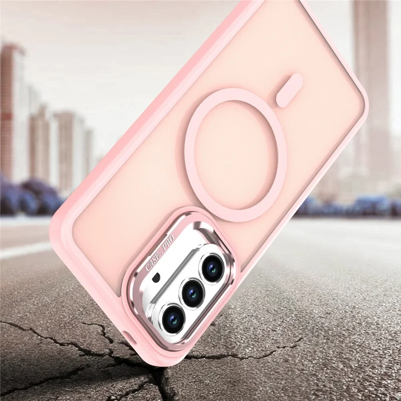 For Samsung Galaxy S25 FE Magnetic Case Foldable Kickstand Matte PC + TPU Phone Cover - Pink