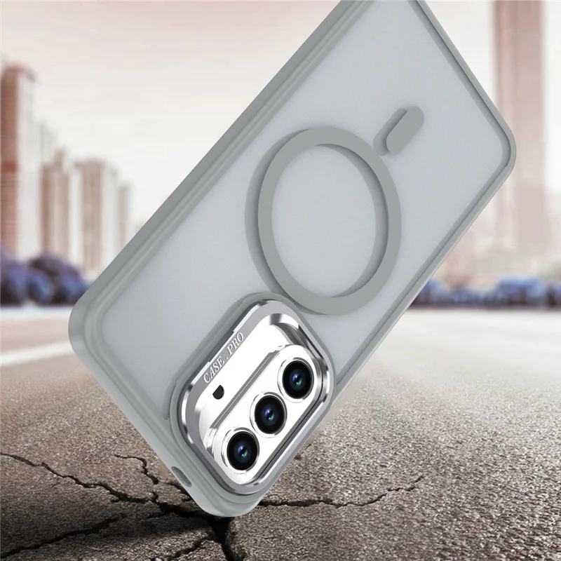 For Samsung Galaxy S24 FE Magnetic Case Foldable Kickstand Matte PC + TPU Phone Cover - Grey