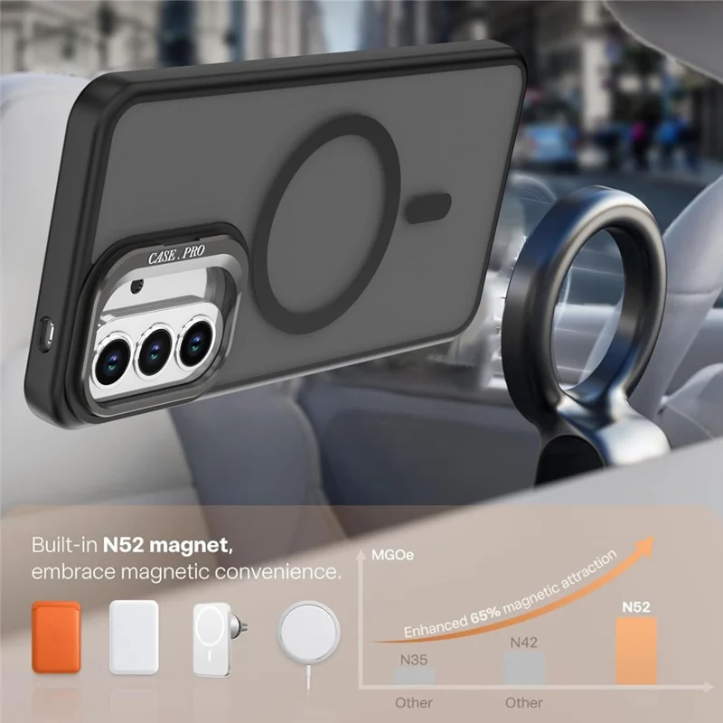 For Samsung Galaxy A15 5G  /  A15 4G Magnetic Case Foldable Kickstand Matte PC + TPU Phone Cover - Black