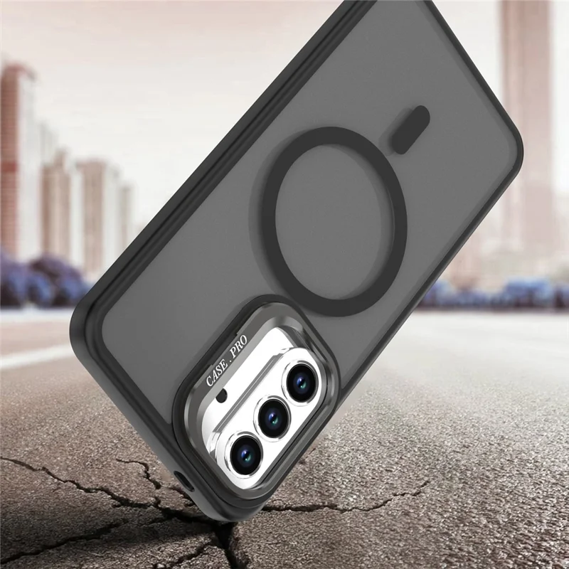 For Samsung Galaxy A15 5G  /  A15 4G Magnetic Case Foldable Kickstand Matte PC + TPU Phone Cover - Black