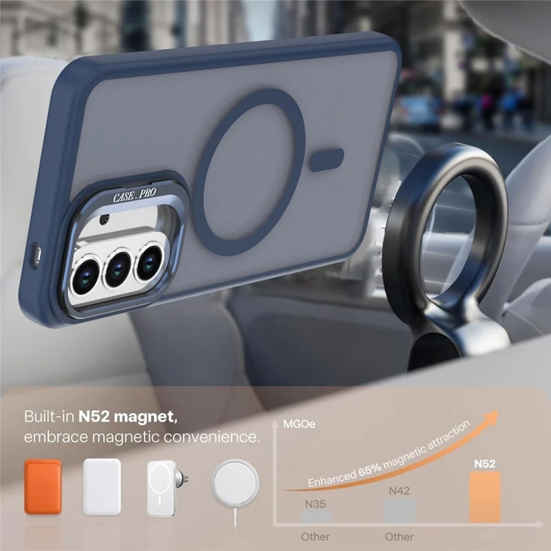 For Samsung Galaxy A56 5G  /  A36 5G Magnetic Case Foldable Kickstand Matte PC + TPU Phone Cover - Blue