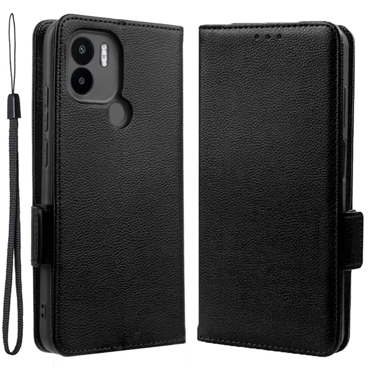 Per Xiaomi Redmi A1+ 4G PU Flip Shell Flip Shell Texture Case Case Dual Magnetica Copertura Protettiva Telefono Con Cinturino - Nero