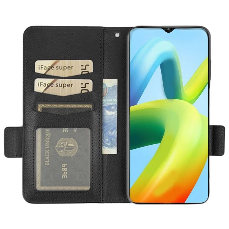 Per Xiaomi Redmi A1+ 4G PU Flip Shell Flip Shell Texture Case Case Dual Magnetica Copertura Protettiva Telefono Con Cinturino - Nero