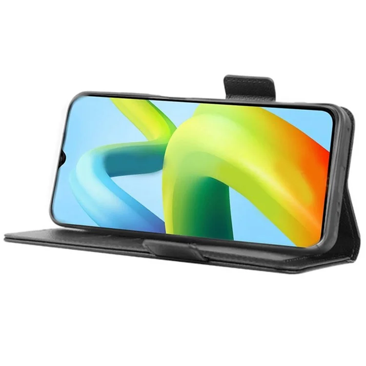 Per Xiaomi Redmi A1+ 4G PU Flip Shell Flip Shell Texture Case Case Dual Magnetica Copertura Protettiva Telefono Con Cinturino - Nero