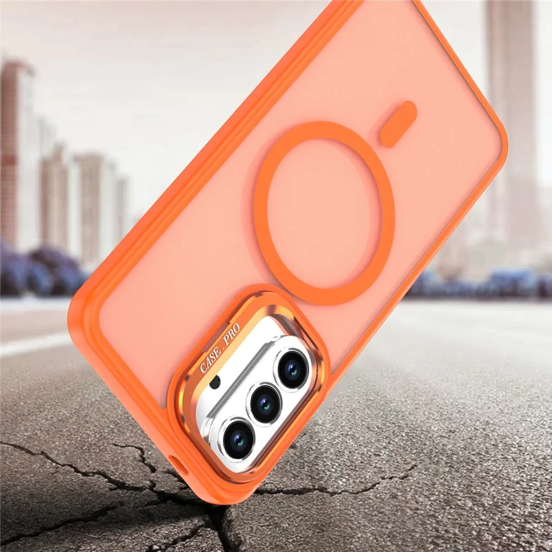 For Samsung Galaxy A37 5G Magnetic Case Foldable Kickstand Matte PC + TPU Phone Cover - Orange