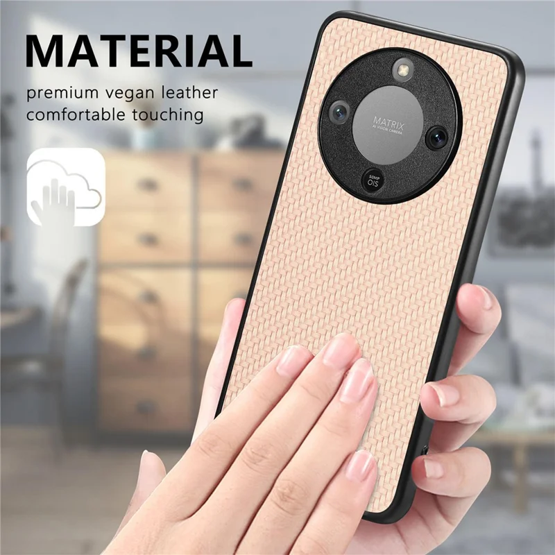 Phone Case For Honor Magic8 Lite 5G  /  X9d 5G  /  X70 5G Carbon Fiber Texture PU Leather + PC + TPU Cover - Blue