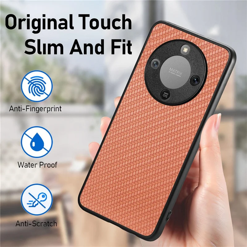 Phone Case For Honor Magic8 Lite 5G  /  X9d 5G  /  X70 5G Carbon Fiber Texture PU Leather + PC + TPU Cover - Blue
