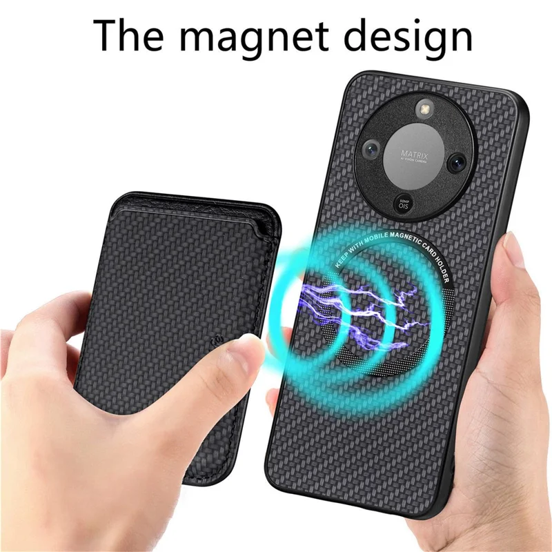 Magnetic Case For Honor Magic8 Lite 5G  /  X9d 5G  /  X70 5G Detachable Card Holder Phone Back Cover - Black