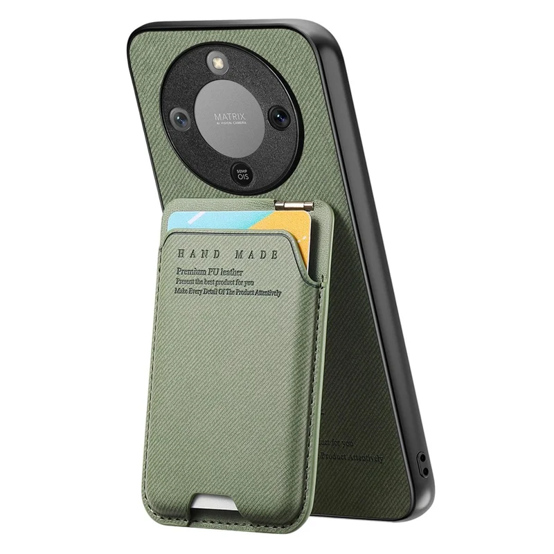 Phone Case For Honor Magic8 Lite 5G  /  X9d 5G  /  X70 5G Cloth Texture Leather + PC + TPU Cover with Card Holder Kickstand - Green
