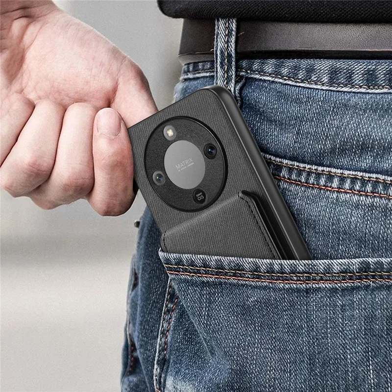 Phone Case For Honor Magic8 Lite 5G  /  X9d 5G  /  X70 5G Cloth Texture Leather + PC + TPU Cover with RFID Blocking Card Holder - Black