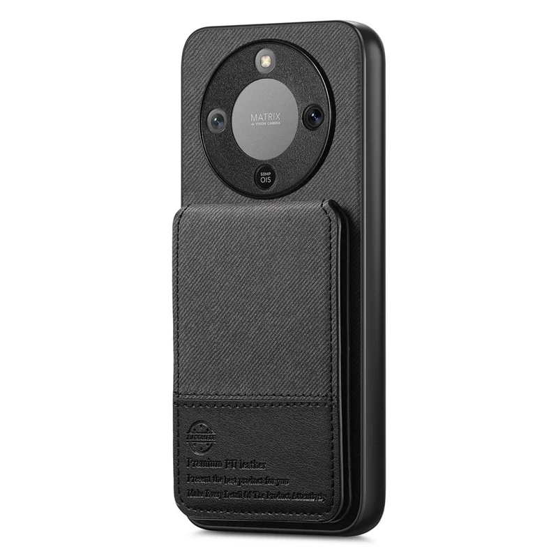 Phone Case For Honor Magic8 Lite 5G  /  X9d 5G  /  X70 5G Cloth Texture Leather + PC + TPU Cover with RFID Blocking Card Holder - Black