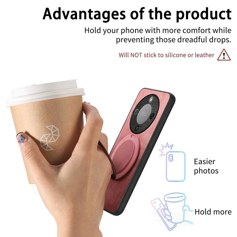 Phone Case For Honor Magic8 Lite 5G  /  X9d 5G  /  X9d 5G Stress Relief Retro Leather Back Cover with Rotating Kickstand - Pink