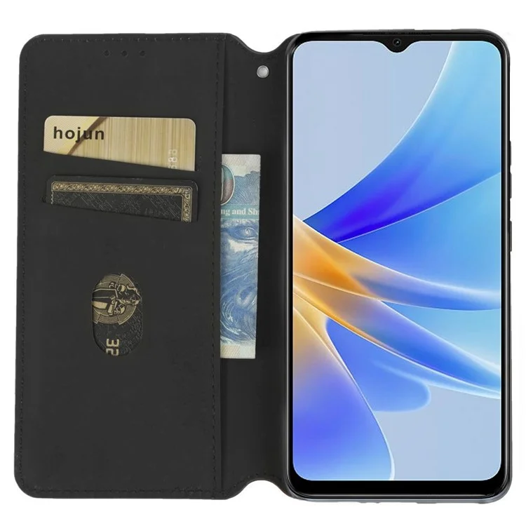 Для Oppo A17 4G / A17k 4G Design Design Rombus Patter - Черный