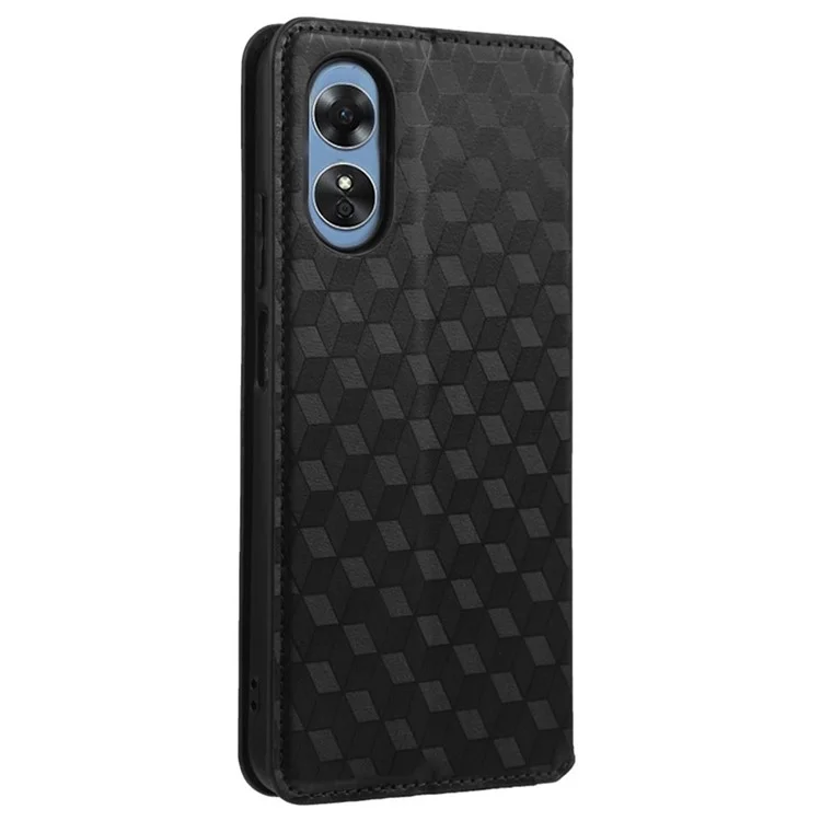 Для Oppo A17 4G / A17k 4G Design Design Rombus Patter - Черный