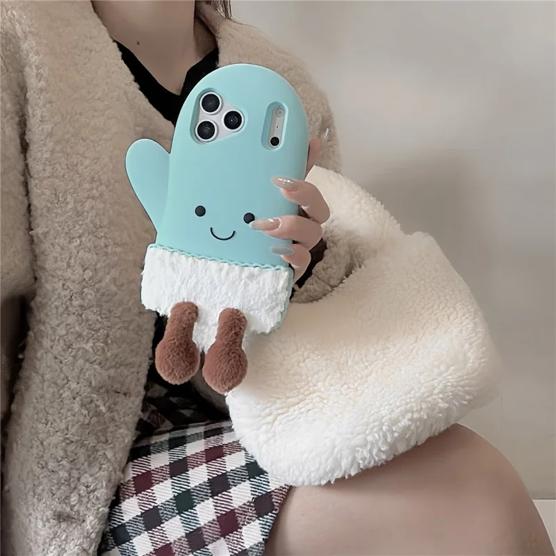 For iPhone 17 Pro Case Cute Mitten Design Shockproof Silicone Phone Back Cover