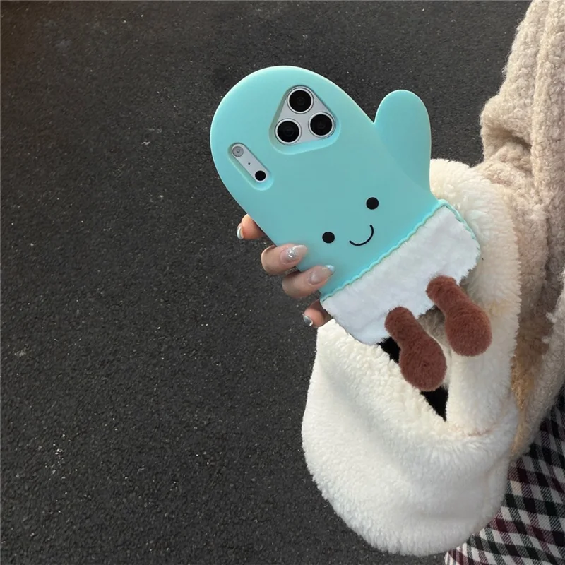 For iPhone 17 Pro Case Cute Mitten Design Shockproof Silicone Phone Back Cover
