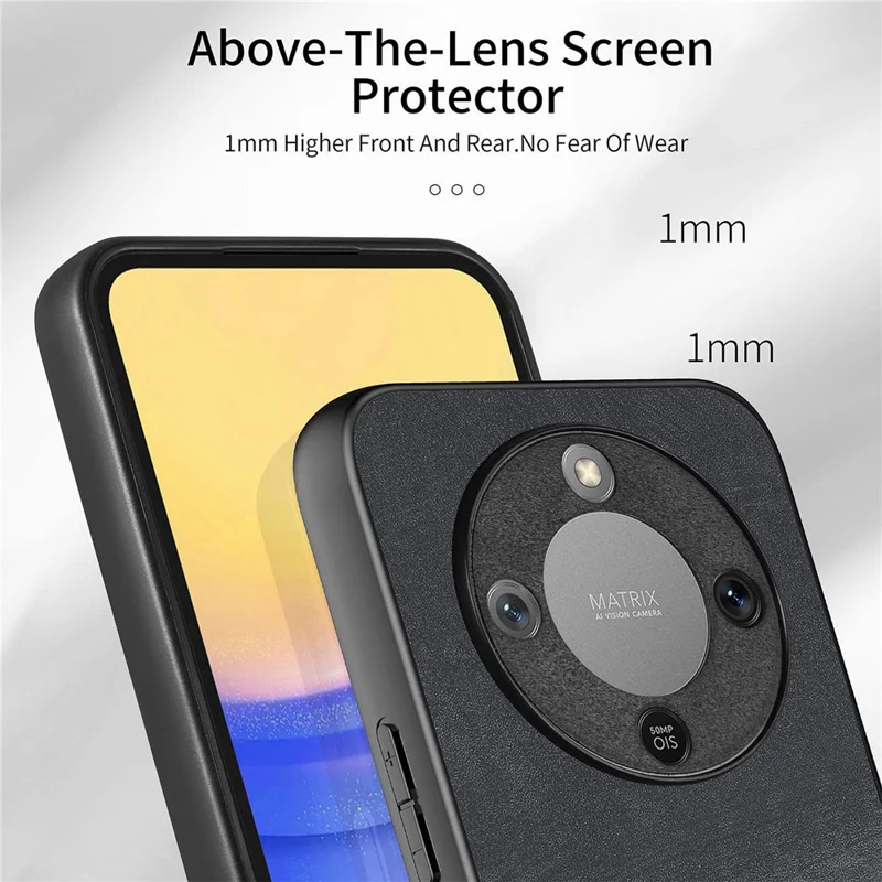 Phone Case For Honor Magic8 Lite 5G  /  X9d 5G  /  X70 5G Card Holder Kickstand Leather Back Cover with Wrist Strap - Black